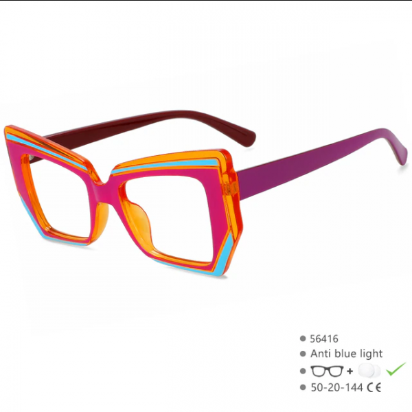 56416 women's luxury designer glasses with color stitching