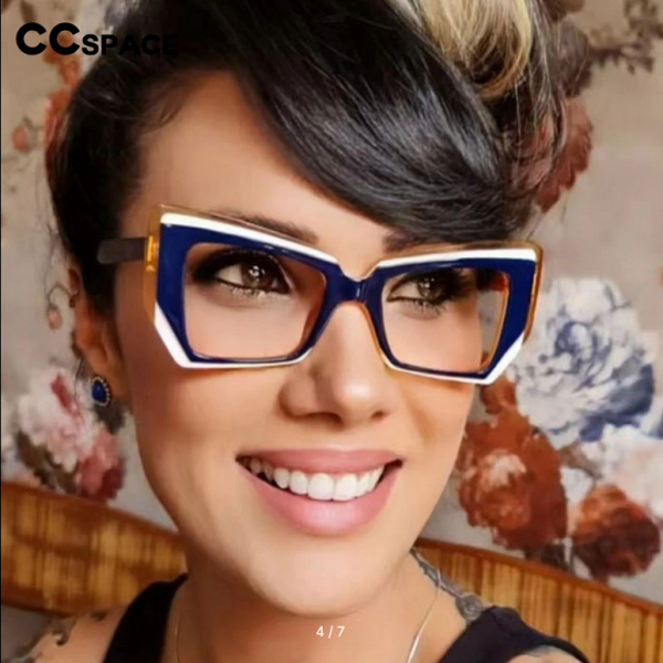 56416 women's luxury designer glasses with color stitching